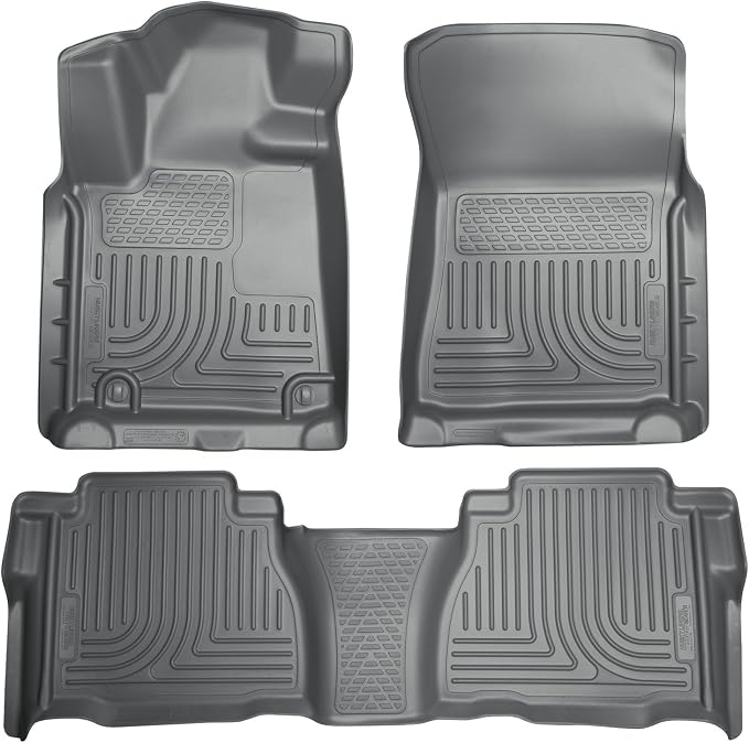 Husky Liners Weatherbeater Floor Mats | Fits 2007-2011 Toyota Tundra, CREWMAX & Double CAB ONLY (Footwell Coverage) | Front & 2nd Row, 3-pc Grey - 98582