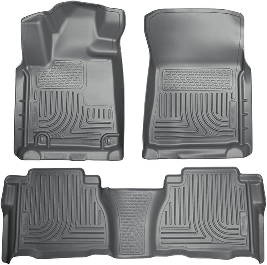 Husky Liners Weatherbeater Floor Mats | Fits 2007-2011 Toyota Tundra, CREWMAX & Double CAB ONLY (Footwell Coverage) | Front & 2nd Row, 3-pc Grey - 98582