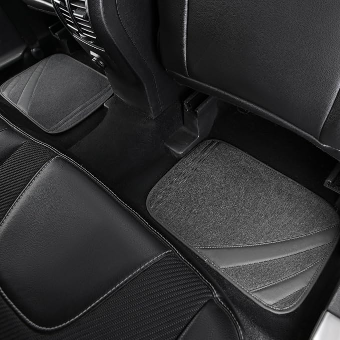 CAR PASS Car Floor Mats, Edge Leather Waterproof Car Mats with Double Stitch Line and Anti-Slip Backing Design, Fit 95% Automotive,SUVS,Sedan,Vans (Pure Gray)