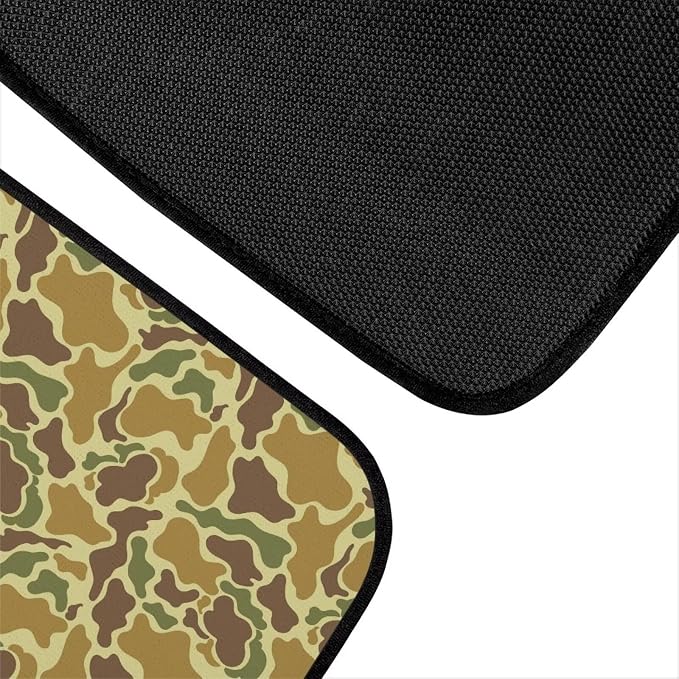 Green Camo Print Car Floor Mats Set of 4 Military Camouflage Universal Vehicle Floor Carpet Decorative Auto Front Rear Foot Rugs for Trucks SUV Sedan