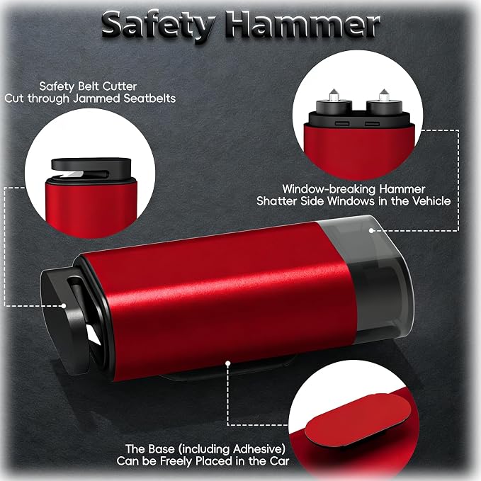 Spring Loaded Car Window Breaker & Seatbelt Cutter, 2-in-1 Emergency Escape Tool, Auto Glass Breaker Safety Hammer for Sinking Cars, Flood Rescue, Locked Doors, New Cars & Family Travel 2PCS