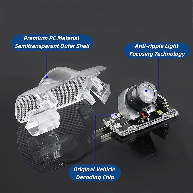 2Pack Never Fade LED Laser Ghost Shadow Light Side Door Courtesy Light Car Door Welcome Projector Light Compatible with Tacoma 4Runner Tundra Rav4 TRD Camry Lexus Toyota Accessories