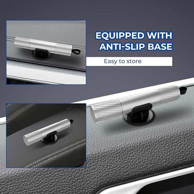 2 Pack Car Safety Hammer Car Window Breaker Seatbelt Cutter Emergency Escape Tool Car Glass Breaker for Land and Underwater Life-Saving Car Safety Kit Essentials Car Accessories (Black+Silver)