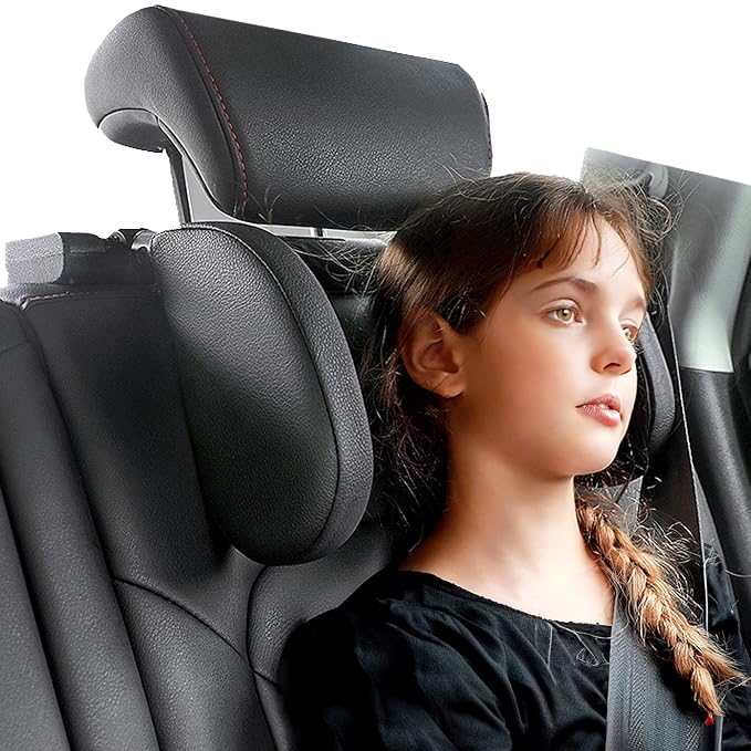 JZCreater Car Headrest Pillow, 180°Adjustable Head Neck Support Pillow, U- Shaped, Travel Sleeping Car Headrests, Only for Car Seat Headrest with 2 Metal Poles， Not for Fixed or Integrated headrests
