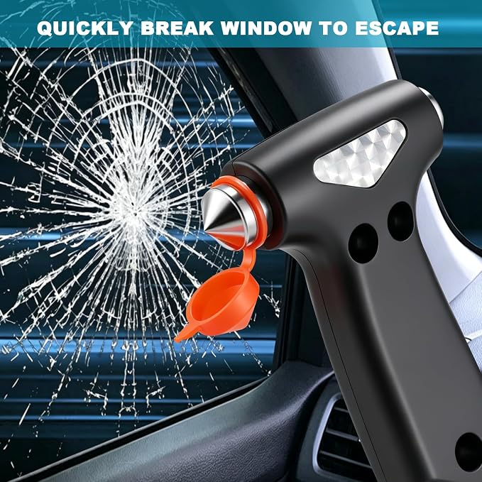 VZZNN 5-Pack Car Safety Hammer, 2-in-1 Window Breaker Seatbelt Cutter | Emergency Escape Tool, Carbon Steel Tip, Stainless Steel Blade, Ergonomic Design, Multicolor