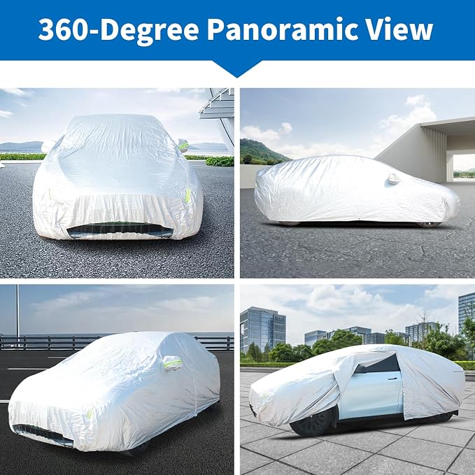 Car Cover Waterproof All Weather Outdoor, Full Exterior Cover for Automobiles, Rain Sun UV Protection Windproof, Scratch Resistant, Breathable, Dustproof (Fits 170"-190" SUV)