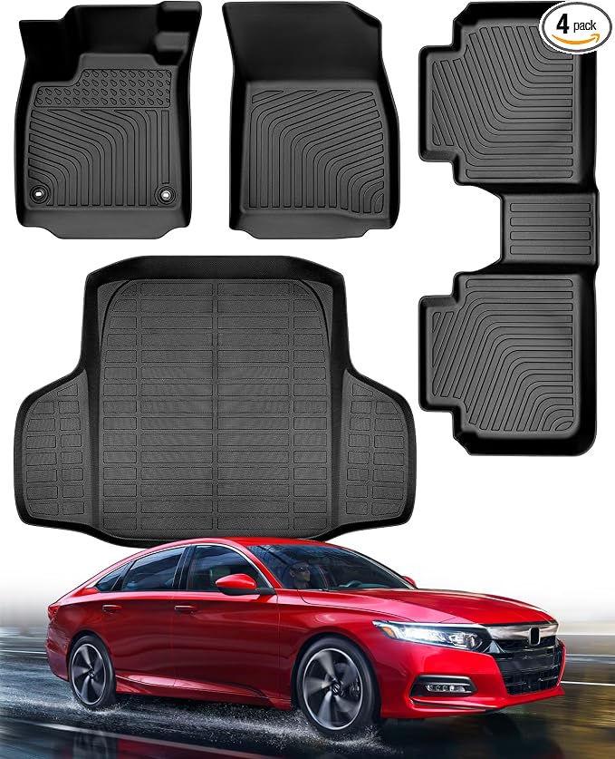 Floor Mats Cargo Liner for Honda Accord 2023-2026(Gasoline & Hybrid),All Weather Carpets for Accord LX/Sport/EX-L/Touring 2024 2025 Accessories Waterproof Nonslip Custom Front Rear Trunk Rug Set
