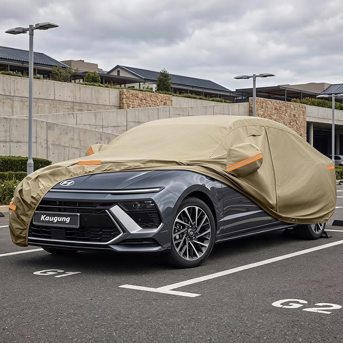 Kaugung Custom Fit Car Cover for Hyundai Sonata (1993-2026), Heavy Duty All Weather Waterproof Outdoor Cover, Sun Rain Snow UV Protection with Driver Door Zipper, Mirror Pockets & Air Vents