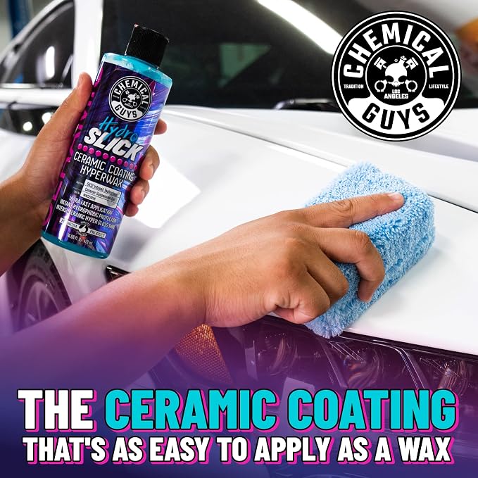 Chemical Guys HydroSlick HyperWax, Ultimate Ceramic Coating Kit, 16 fl oz | Ceramic Protection Kit, 2 applicators, 3 microfiber towels, create a hydrophobic surface