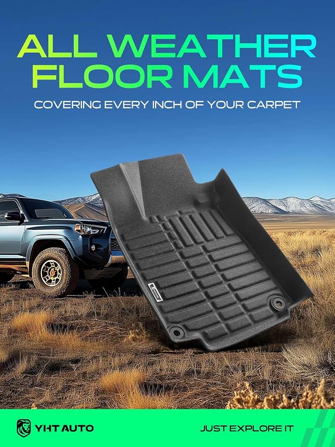 YHTAUTO Automotive All Weather Floor Mats Compatible with Honda CR-V 2012 2013 2014 2015 2016, Only for Carpet Flooring Car Mats Custom Fit TPE Floor Liners Front & Back Seat, Black, Set of 3