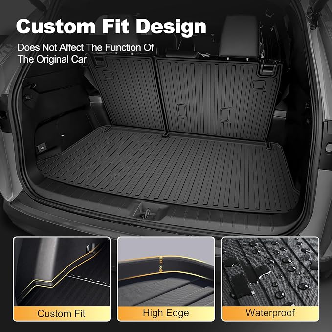 Cargo Mat Fit for Toyota Grand Highlander 2024 2025 2026 with Seat Back Mat | Not for Highlander, 2-in-1 Cargo Liner, Custom Fit, All-weather Protection, Waterproof, Easy to Clean, Heavy Duty