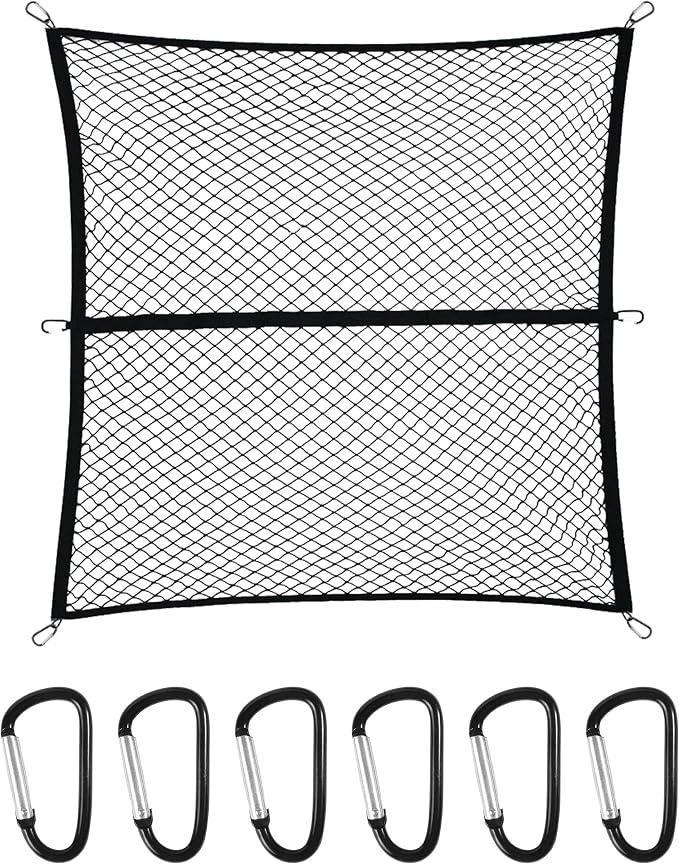 Truck Bed Organizer,Car Accessories Foldable Ultra Strong Truck Bed Storage Cargo Net with 6 Pcs Carabiner Clips,Automotive Cargo Nets,Compatible with Most Large Trucks,Crossovers,SUVs