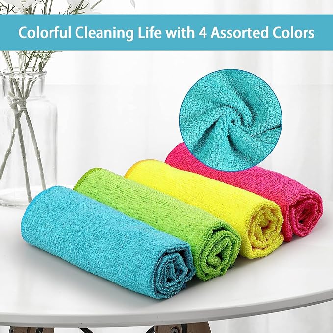 HOMEXCEL Microfiber Cleaning Cloth, 200 Pack Cleaning Towels for Kitchen, Lint Free, Scratch-Free, Highly Absorbent, and Reusable Cleaning Rags for House, Window and Glass, Cars, 11.5 X11.5 inch