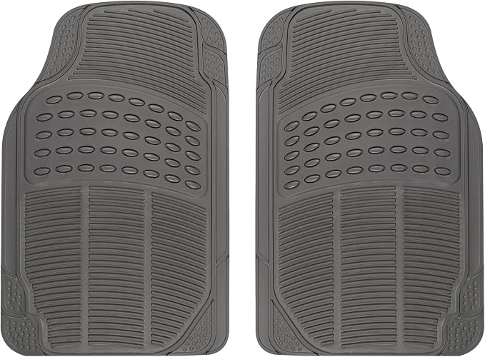 BDK ProLiner Floor Mats for Cars Trucks SUV, 2-Piece All-Weather Car Mats with Universal Fit Design, Durable Car Floor Mats with Capture Ridges, Waterproof Rubber Floor Mats for Cars (Gray)