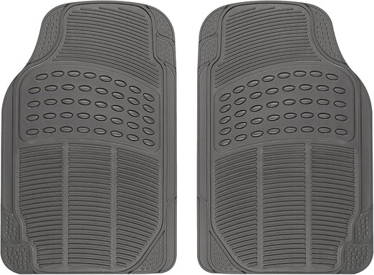 BDK ProLiner Floor Mats for Cars Trucks SUV, 2-Piece All-Weather Car Mats with Universal Fit Design, Durable Car Floor Mats with Capture Ridges, Waterproof Rubber Floor Mats for Cars (Gray)