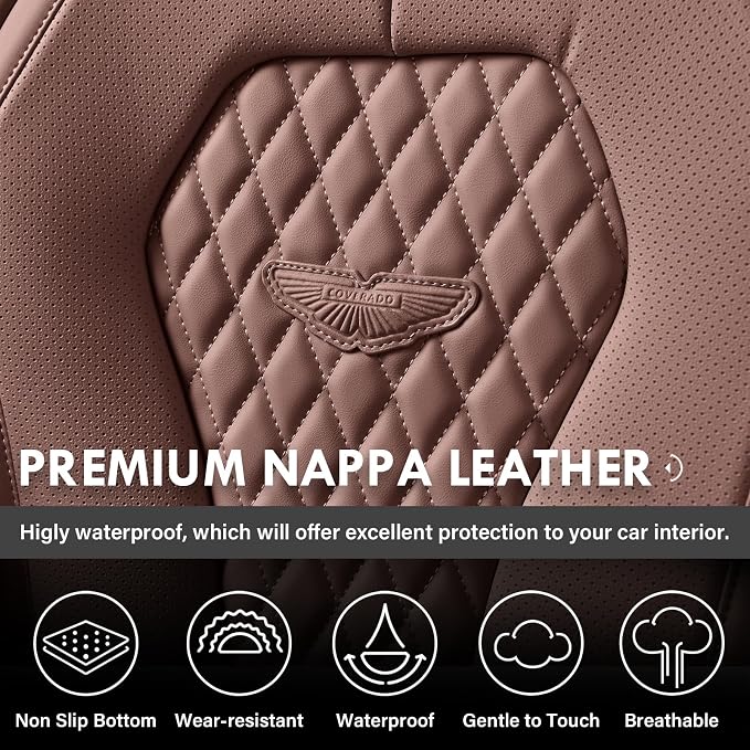 Coverado Seat Covers, Car Seat Covers Full Set, Coffee Car Seat Cover, Car Seat Cushion Waterproof, Luxury Auto Seat Covers, Seat Cover Car Seat Protector Fit for Most Cars