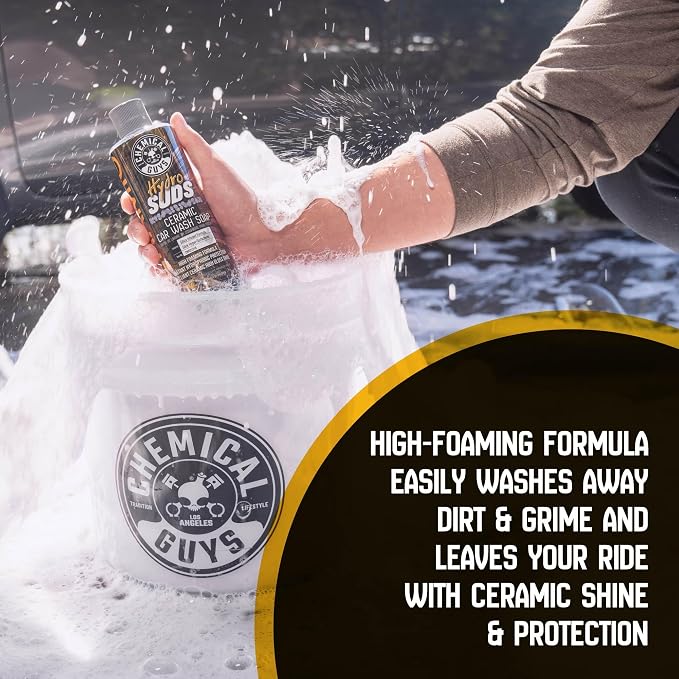 Chemical Guys, HydroSuds Ceramic Foaming Car Wash Soap, Berry, 1 Gallon | Ceramic polymers add gloss and water beading, thick foam for cannons, guns or buckets, sweet berry scent