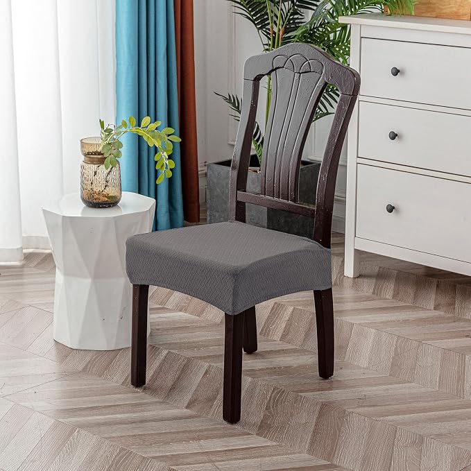 Genina Waterproof Seat Covers for Dining Room Chair Covers Waterproof Dining Chair Covers (4 PCS-Rear-Covered, Grey)