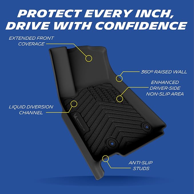 Michelin Vehicle Mats, Premier Series All-Weather TPE Custom Fit Liner for 2022-2026 Jeep Grand Cherokee WL Include 4xe 5-Seat Floor Mats, Not for L or WK (3 Piece)
