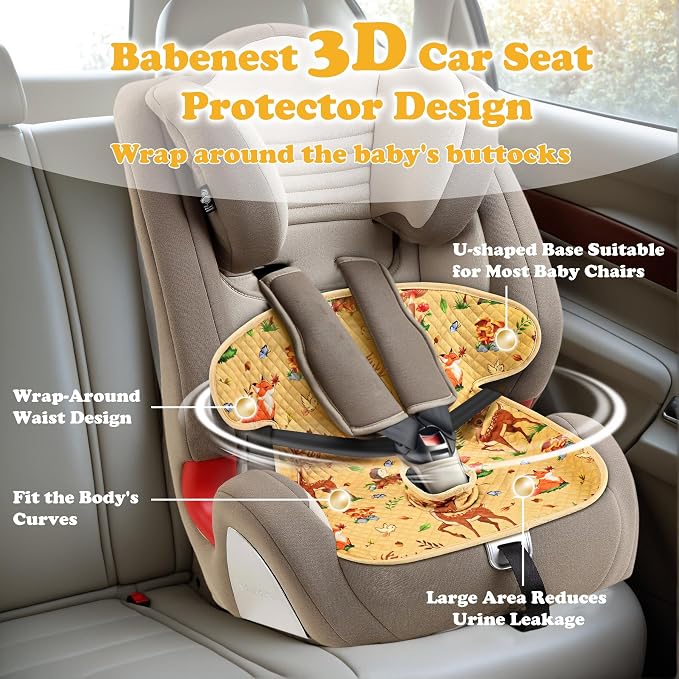 Babenest Car Seat Potty Protector Cover -Waterproof Carseat Training Liner for Baby &Toddler Shower Gift, Dry Piddle Pee Pad with Fun Designs for Strollers & Infant Car Seats (2pcs Yellow)