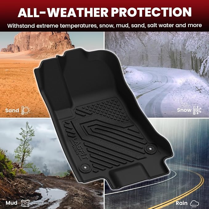 LASFIT Floor Mats for Dodge Charger Daytona 2024 2025 2026 Scat Pack & R/T(Fit 2-Door, Not for 4-Door), All Weather TPE Custom Fit Car Mats Floor Liners 1st & 2nd Row, Black