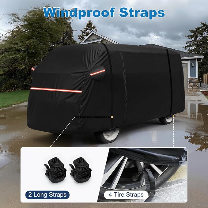 QUNSUNUS Car Cover for VW Bus T1 T2 T3 1950-1992, Waterproof VW Bus Cover with Cotton Lining, All Weather VW Van Cover with Straps and Zipper for Wind, Sun, UV and Dust Protection