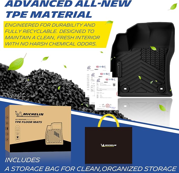 Michelin Vehicle Mats, All-Weather TPE Custom Fit Liner for 2020-2026 Toyota Corolla Sedan (4 Piece), Not for Cross & Hatchback & AWD, Premier