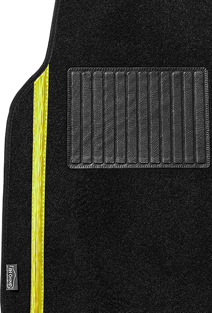 FH Group Universal Fit Car Floor Mats – All-Purpose Carpet Floor Mats & Protectors for Cars, SUVs & Trucks, Durable Automotive Carpet Mats, Yellow & Black