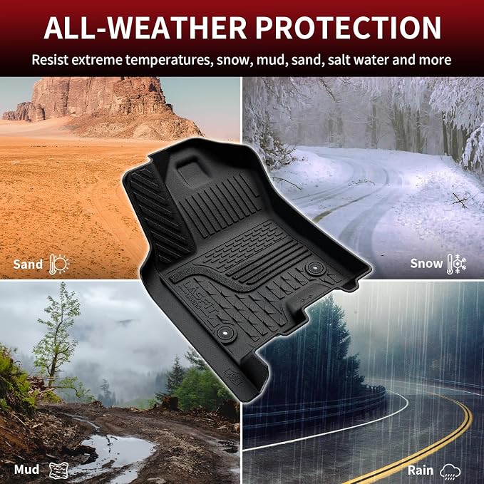 LASFIT Floor Mats for Ram 1500 Quad Cab 2025 2026 Bucket Seat(Not for Bench Seating, Not for Crew Cab), All Weather TPE Custom Fit Car Mats Floor Liners 1st & 2nd Row, Black