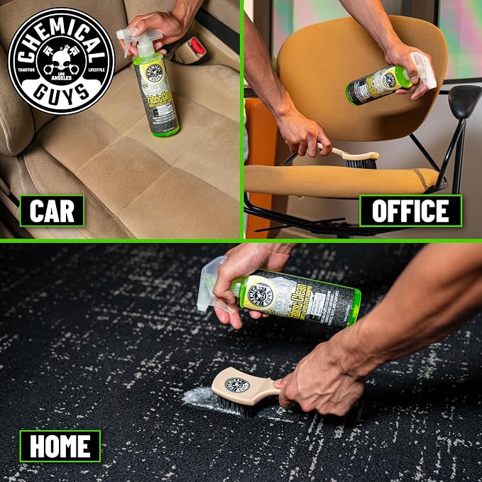 Chemical Guys Fabric Clean Carpet and Upholstery Cleaner Kit, 16 fl oz | With heavy duty nifty interior brush, citrus scent kit, fabric spray and interior brush combo kit, ready for immediate use