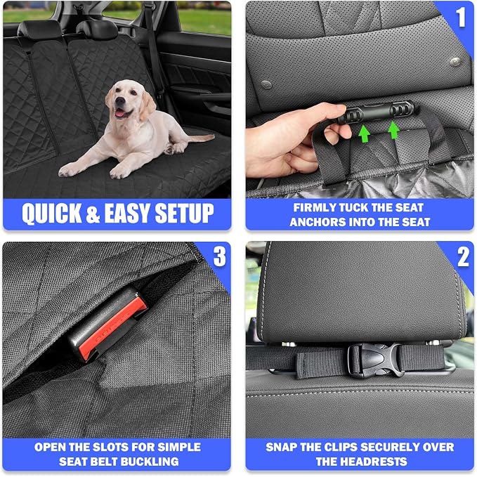 Yonktoo Dog Car Seat Cover for Back Seat, Car Seat Cover 60/40 Split Bench for Family Car, Compact SUV, MPV - Standard - 53" W