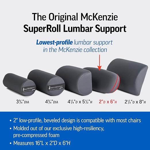 OPTP The Original McKenzie SuperRoll - USA-Made Low Back Lumbar Pillow for Office Chair Lumbar Support, Car Back Support Seat Cushions and Travel. The Preferred Lumbar Cushion by Physical Therapists.