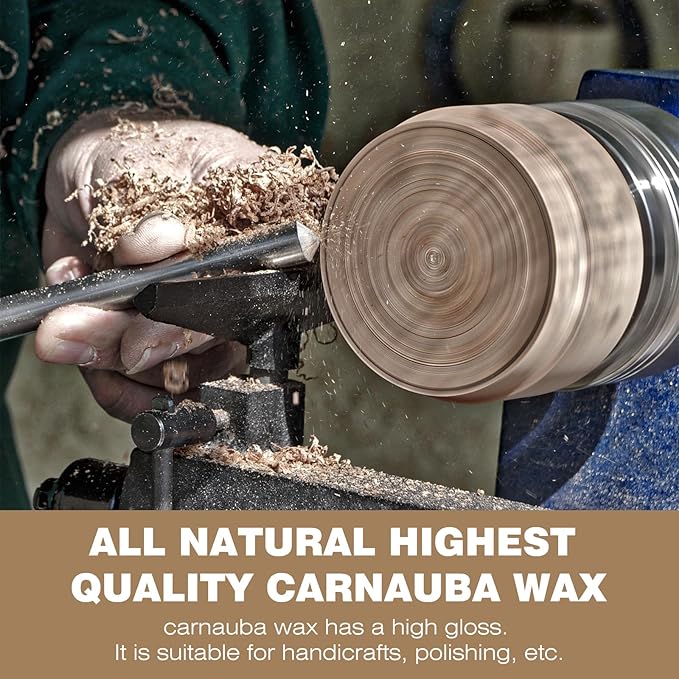 Carnauba Wax Paste - Pure Carnauba Wax Stick for Wood Buffing Compound | High-Gloss Finish - Prevents Cracking Or Warping - Easy Application - Non-Staining