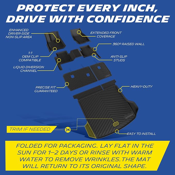 Michelin Vehicle Mats, Premier Series All-Weather TPE Custom Fit Liner for 2022-2026 Jeep Grand Cherokee WL Include 4xe 5-Seat Floor Mats, Not for L or WK (6 Piece)