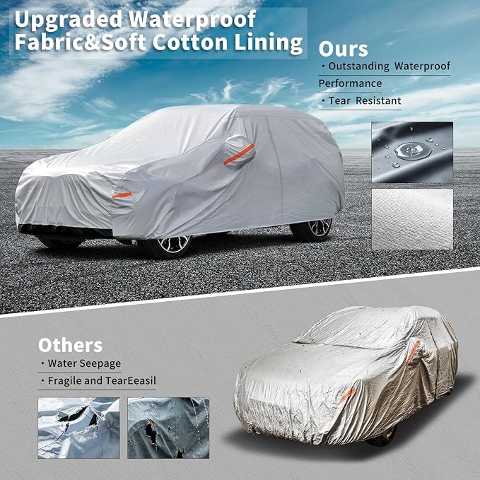 GUNHYI 6 Layers SUV Car Cover Custom Fit Jeep Grand Cherokee (2010-2026) Waterproof All Weather, Heavy Duty Outdoor Snow Sun Rain Uv Protection (Ships from US Warehouse, Delivery 3-8 Days)