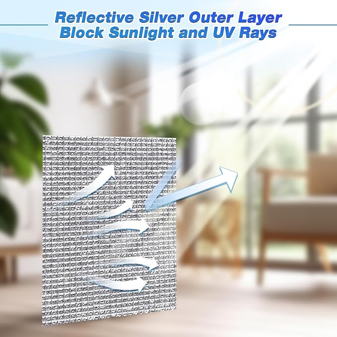 Frienda Rv Window Reflective Insulation Roll 39.4inchx13ft Double Aluminum Foil Heat Bubble Thermal Window Shade Door Cover Blackout for Garage Roof Travel Camper Skylight Shield