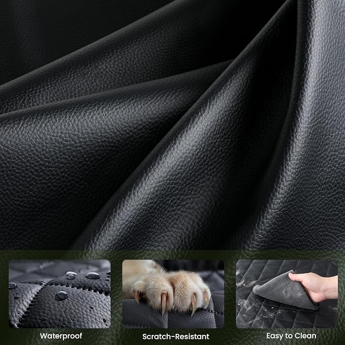 Pecute Dog Car Seat Cover for Back Seat 53.54 * 23.62 in, Car Window Fixing for Maximum Car Protection, Leather Fabric Back Seat Extender for Dogs, Waterproof & Scratch-Resistant, Support to 330 lbs