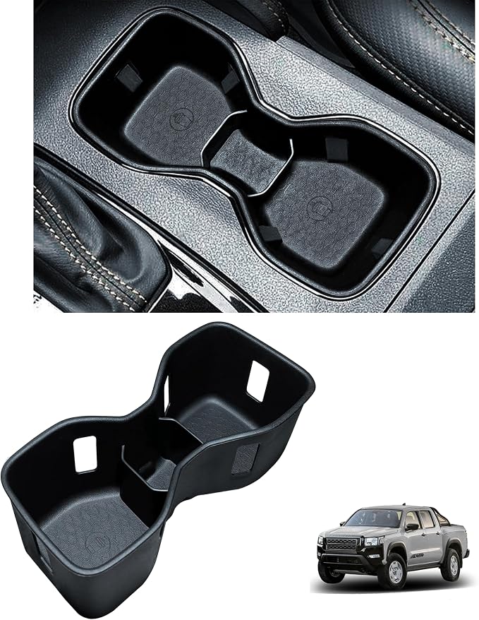 Cup Holder for 2022 2023 2024 2025 2026 Frontier Accessories Center Console Cup Holder Insert TPE Non Slip Drink Holder Organizer Replacement Interior Decoration Black