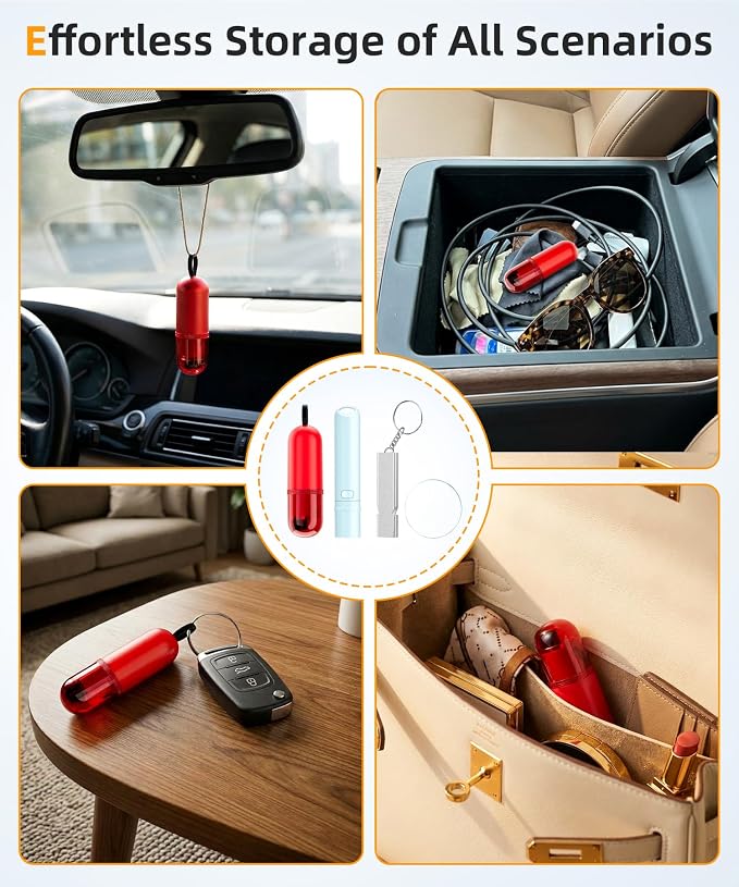 TICARVE Emergency Escape Tool Kit Window Breaker Seatbelt Cutter, 4PCS | LED Flashlight & 120dB Survival Whistle Emergency Automotive Safety Equipment