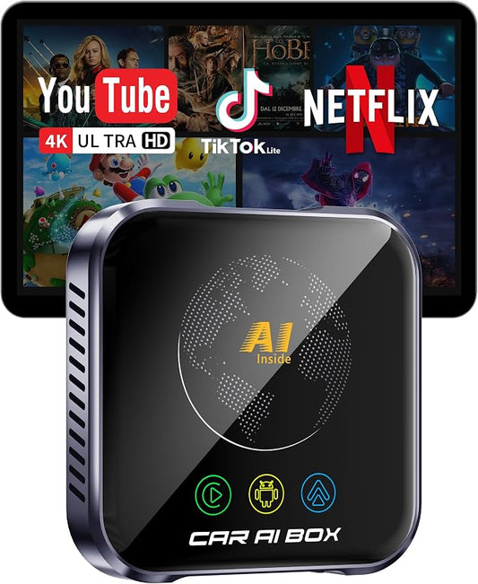 Magic AI Box Wireless CarPlay Adapter, Fast Car Video Box Plug & Play, Easy Setup, Supports Netflix/YouTube/TF Card Equalizers and More for OEM Wired CarPlay/Android Auto Cars(Charcoal Gray)
