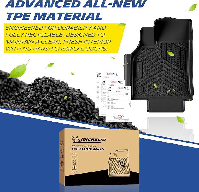 Michelin Vehicle Mat, All-Weather TPE Custom Fit Liner for Tesla Model Y 5 Seat Standard Floor Mats 2025-2027 (7 Piece), Not Fit Premium or Performance, Premier