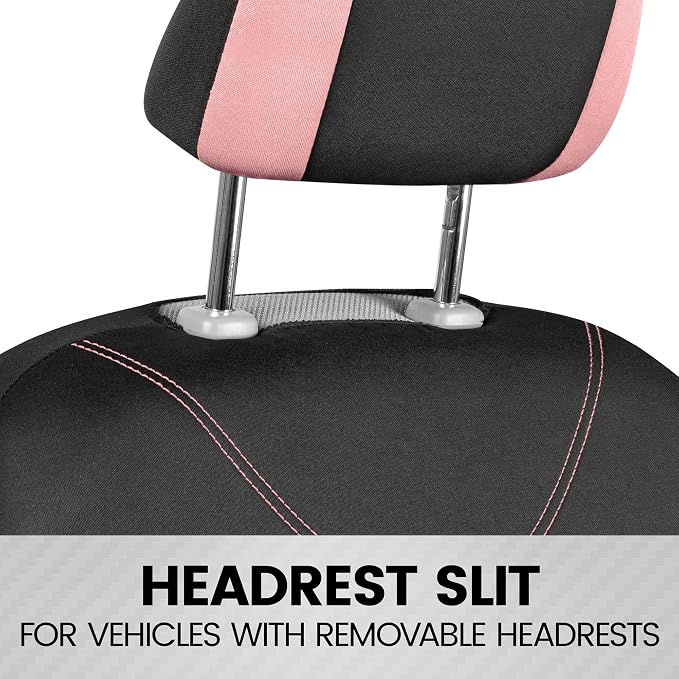 BDK UltraSleek Pink Seat Covers for Cars, Two-Tone Front with Matching Back Car Seat Cover, Made to Fit Most Auto Truck Van SUV, Interior Car Accessories, Full Set