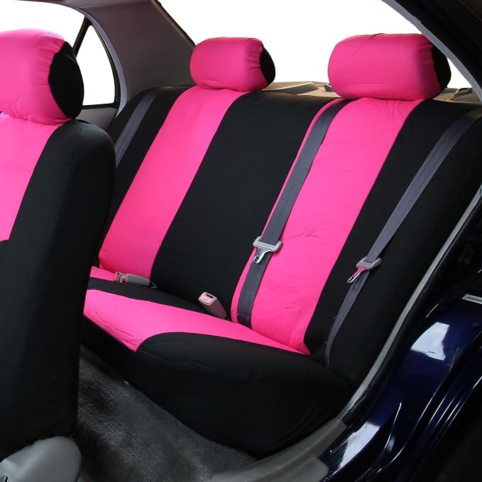 FH Group Car Seat Cover Rear Seat Cover for Back Seat Cloth - Universal Fit for Cars with Solid Bench, Pink Car Seat Protector for Dogs and Kids, Car Interior Accessories for SUV, Sedan and Van