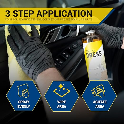 RestorFX Maintain Dress Interior Car Detailer Spray - 2-in-1 Cleaner and Protectant for Vinyl Plastic Leather - UV Defense Dashboard Cleaning Liquid - Factory Matte Finish Non Greasy - 16oz