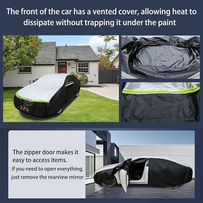 Car Cover Waterproof All Weather Tear-Resistant, Durable and Sun-Protective, Suitable for NissanSentra, Honda Civic, Kia K3/K4, Toyota Corolla, Hyundai Elantra, Fit Sedan Length (178-186 inch)