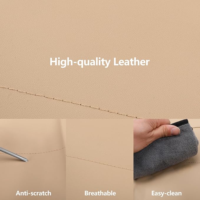 HChengkikz Front Car Seat Cover, Waterproof Faux Leather (Beige) | Car Seat Protectors, Quilting, Easy to install, Airbag Compatible, Universal Fit for Most Suvs, Trucks, SUVs