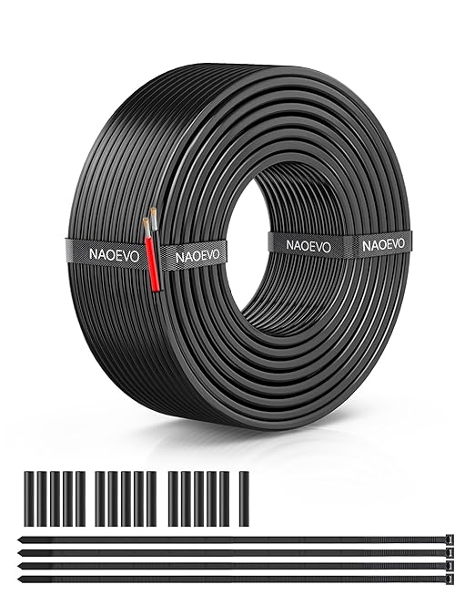 NAOEVO 20 Gauge Wire 2 Conductor Tinned Copper Electrical Wire, 30FT | Stranded PVC Insulated, 12V Low Voltage, High Conductivity, Flexible 20 AWG Wire for Automotive, Marine, Speaker and Lamp