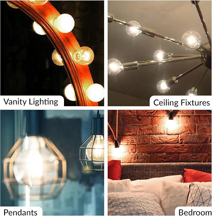 Simba Lighting LED Edison Vintage Filament G25 6W 120V E26, 4000K, 6 Pack | Vanity Globe G80 Bulb, Dimmable 60W Equivalent for Bathroom Makeup Mirror, Medium E26 Base, CE and RoHS, Natural White