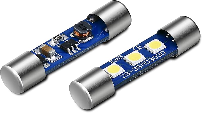 Alla Lighting 4pcs Extremely Super Bright 6000K Xenon White High Power 3030 SMD 29mm 6614 6614F 6641 6612F F30-WHP TS-14V1CP LED Replacement Bulbs For Car SUV Truck Sunvisor Flips Vanity Mirror Lights