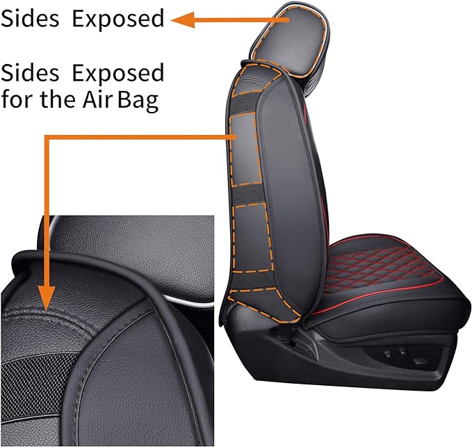 Aierxuan Truck Seat Covers for Chevy Silverado GMC Sierra Trail Boss Z71 Pickup 2007-2026 1500 2500HD 3500HD Crew Double Extended Cab Waterproof Leather (Full Set, Black-Red)
